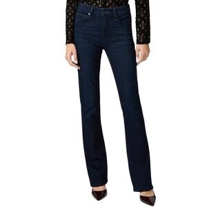 PAIGE High Rise Manhattan Jeans 28x34 Bootcut Stretch Dark Wash Blue Minimalist